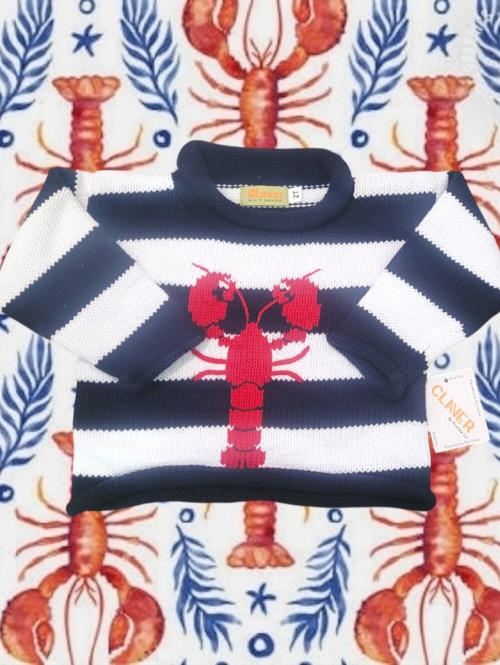 Claver By Acvisa & Co.  Unisex Rolled Neck "Lobster" Long-sleeve Sweater